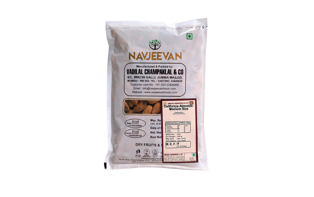 Navjeevan California Almonds-Medium Size    Pack  500 grams